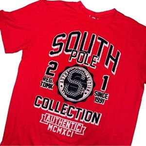 💙💖 South Pole Red Velvet Graphic Logo Short Sleeve Tee Y2K‎ Skater Streetwear